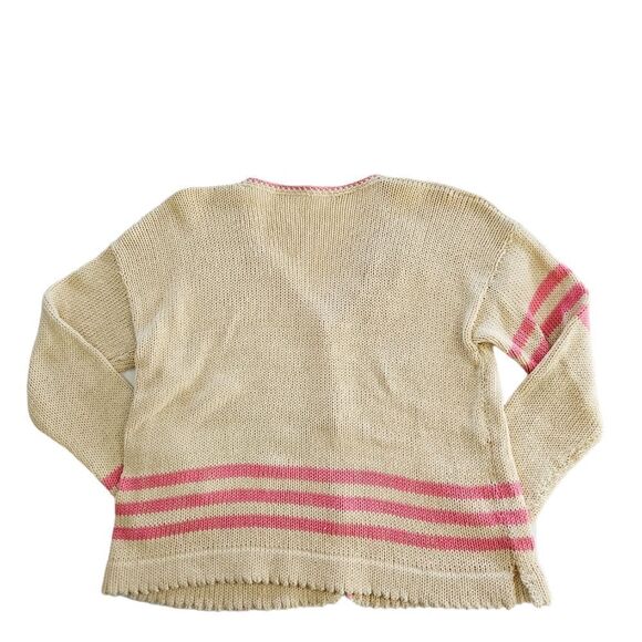 Vintage Crochet Knit Floral Stripe Pink Coquette Button Down Cardigan Sweater M - Picture 4 of 14